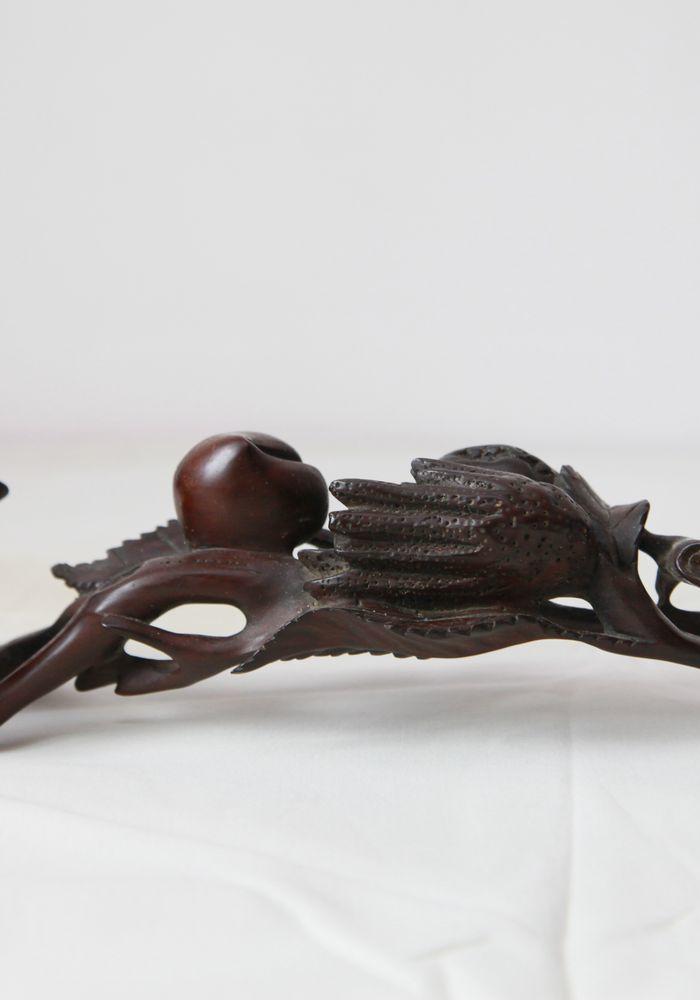 红木如意 有石榴寓意千子万孙,桃 长寿 佛手 蝙