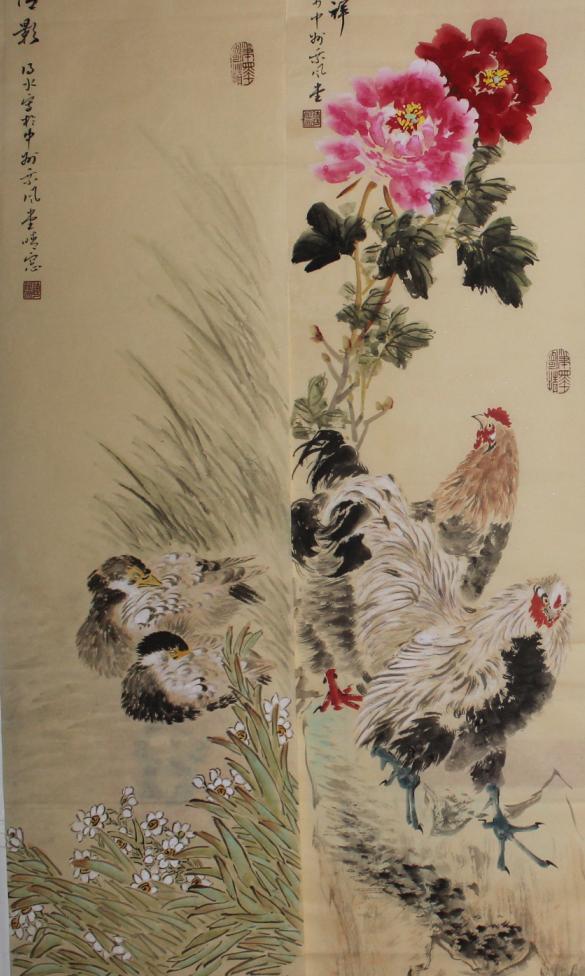 河南省美协会员四尺条屏写意花鸟作品_河南省