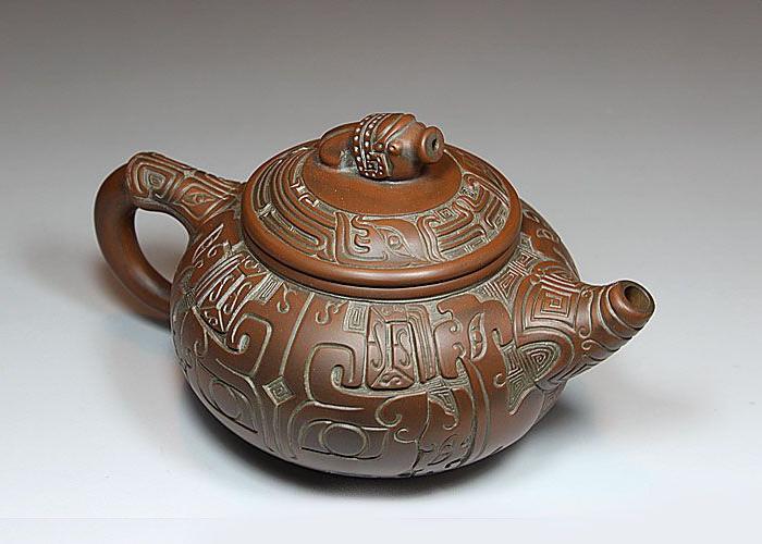 钦州坭兴陶茶壶 鱼跃龙门_钦州坭兴陶茶壶 鱼