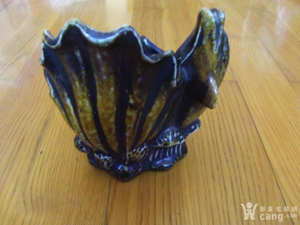 石湾窑钧蓝釉海豚式洗_石湾窑钧蓝釉海豚式洗