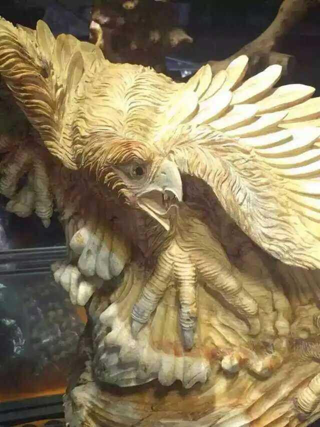 崖柏大展宏图雄鹰展翅气吞天下!一根木头而成