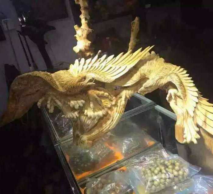 崖柏大展宏图雄鹰展翅气吞天下!一根木头而成