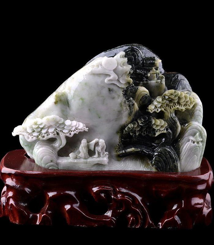 天然原石畅游意境山水独山玉摆件摆台南阳独玉