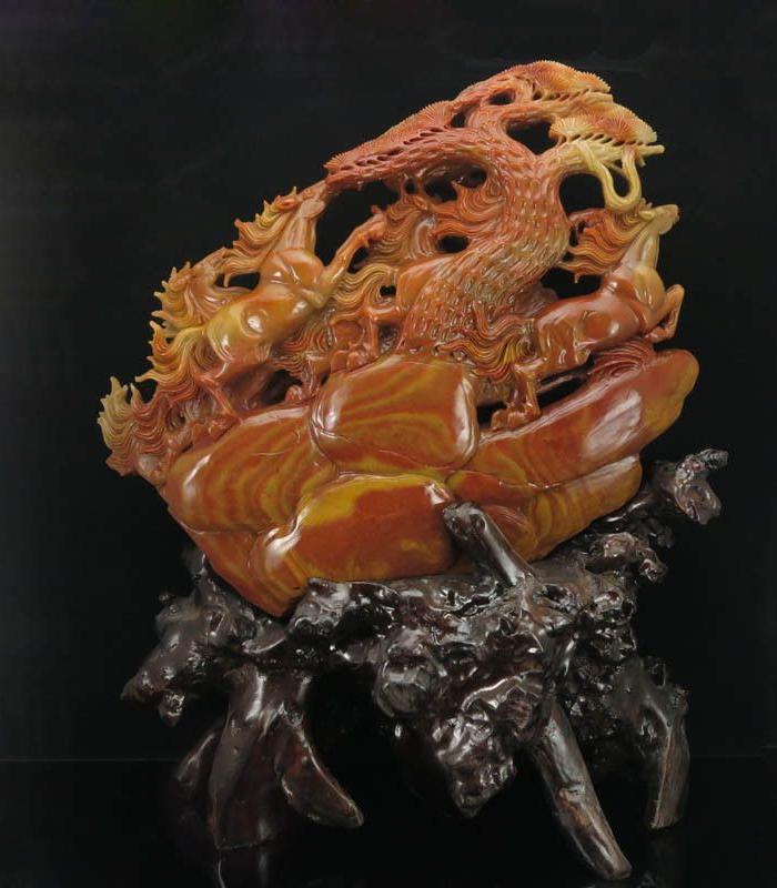 寿山石高山石摆件八骏马_寿山石高山石摆件八