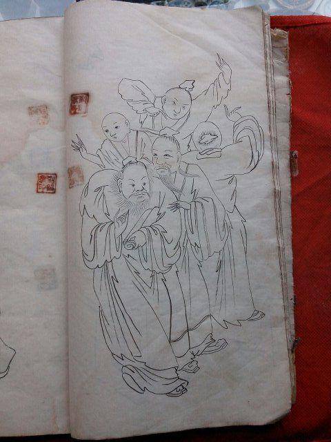 民国白描人物画稿 图4高清图片