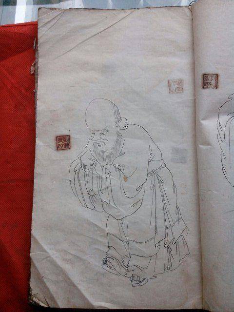 民国白描人物画稿 图3高清图片