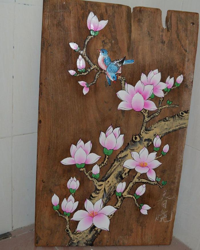 老樟木手绘佛像风化板上海江苏老物旧风板木板