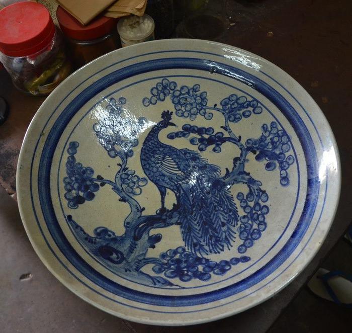 凤凰栖梧桐青花大盘请各位大大掌眼_凤凰栖梧