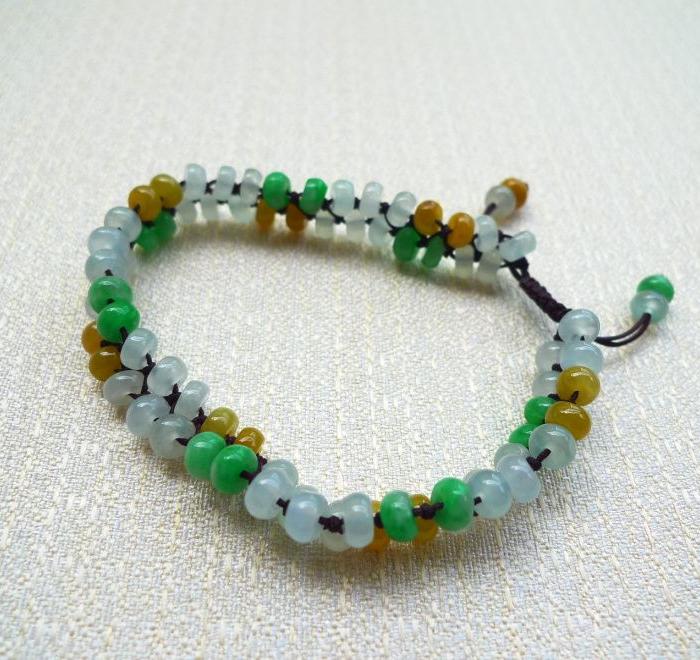 【联盟】A货翡翠三彩精致水润玉手链_【联盟