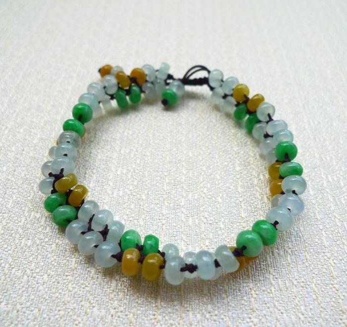 【联盟】A货翡翠三彩精致水润玉手链_【联盟