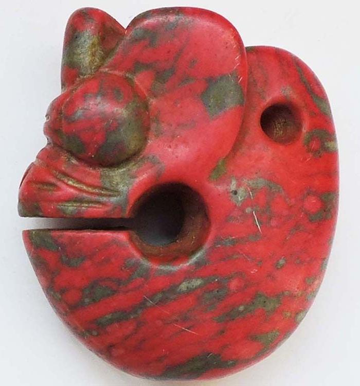 鸡血石仿红山文化玉猪龙_鸡血石仿红山文化玉