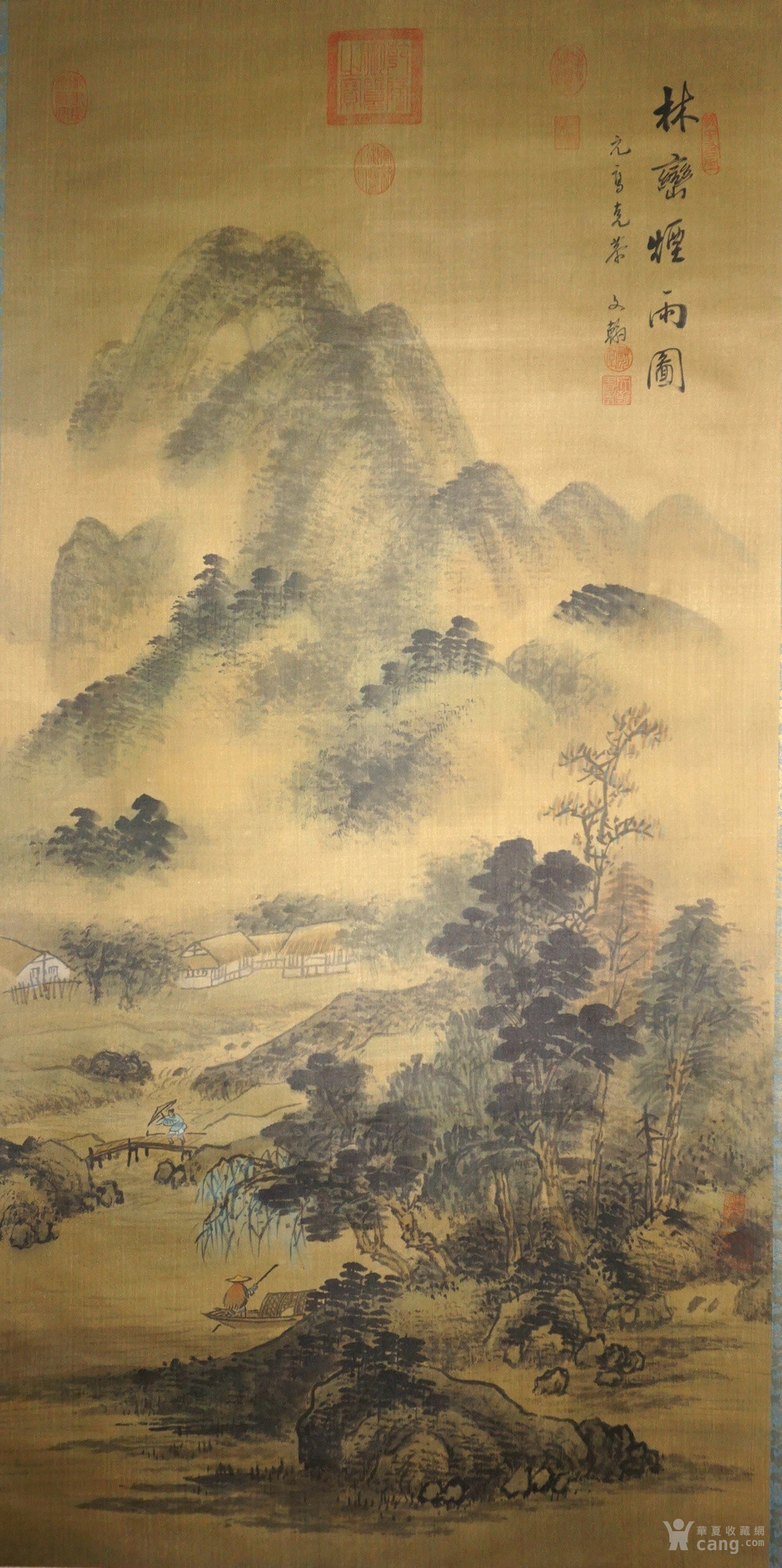 清末画家陈文翰仿元代画家高克恭烟雨山水图绢本