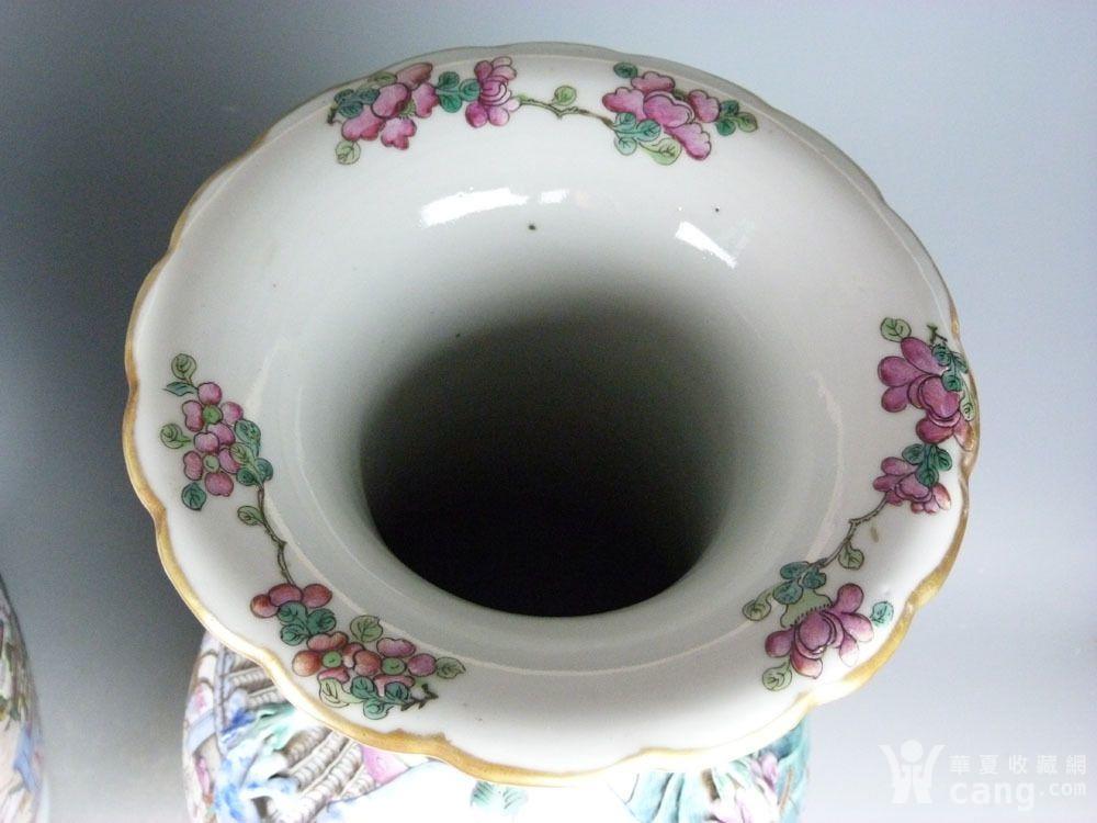 晒宝 清晚期粉彩水浒传人物故事大瓶一对