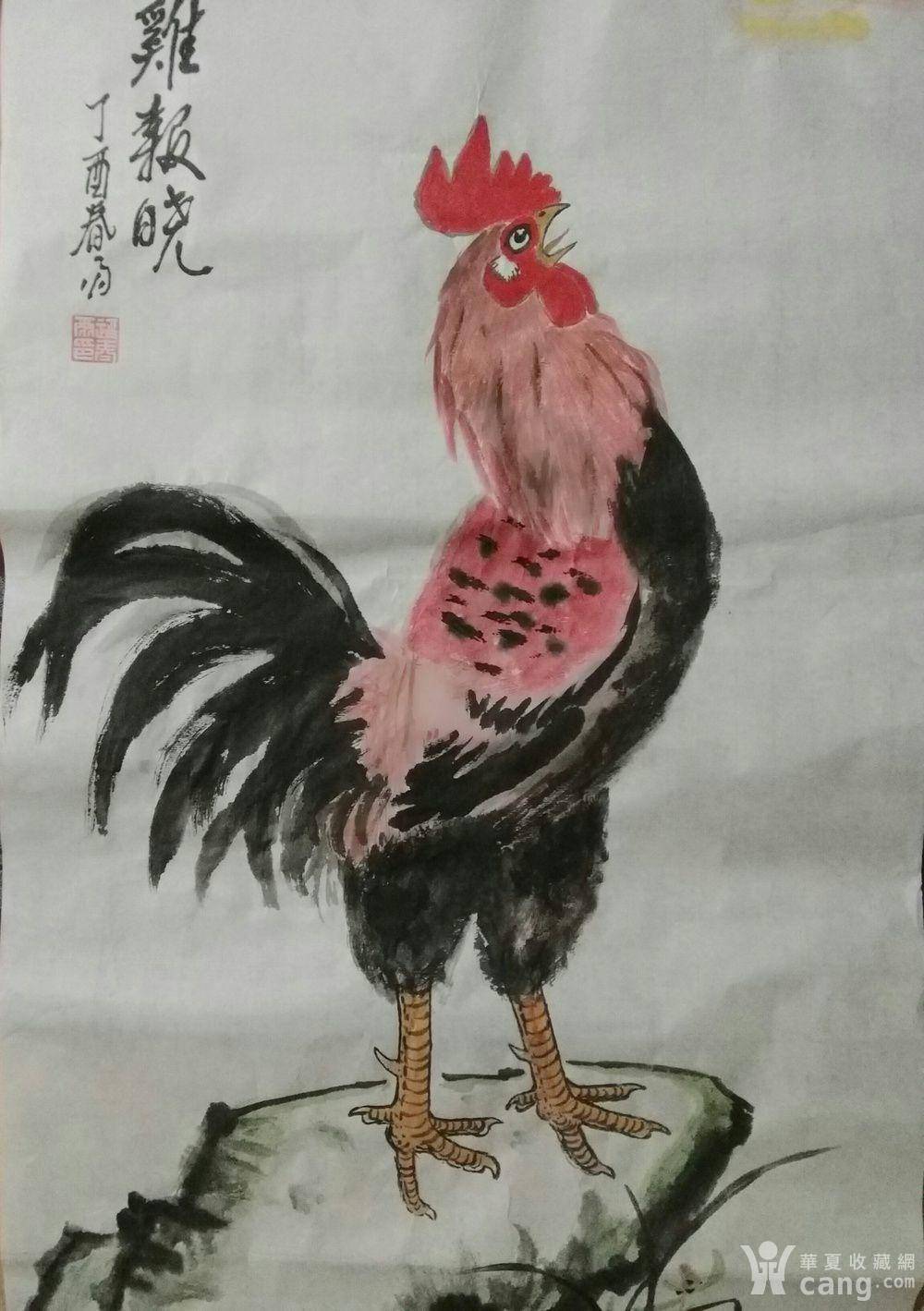 三尺竖幅国画雄鸡图金鸡报晓