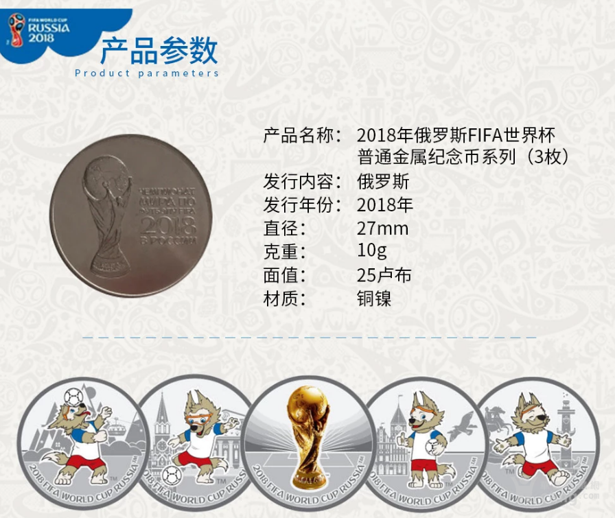 2018年俄罗斯FIFA世界杯王者之光纪念币章套