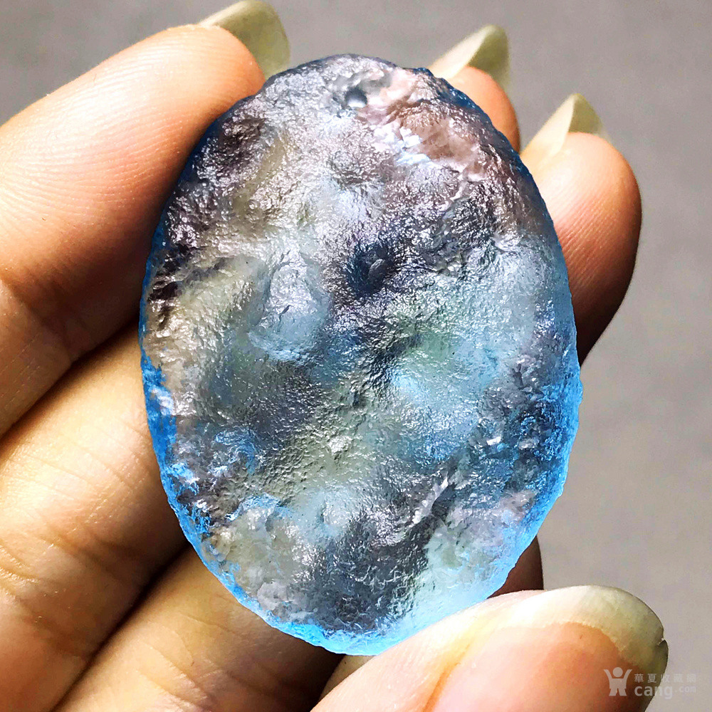 天外来物!进口纯天然玻璃陨石完美高品质蓝陨石