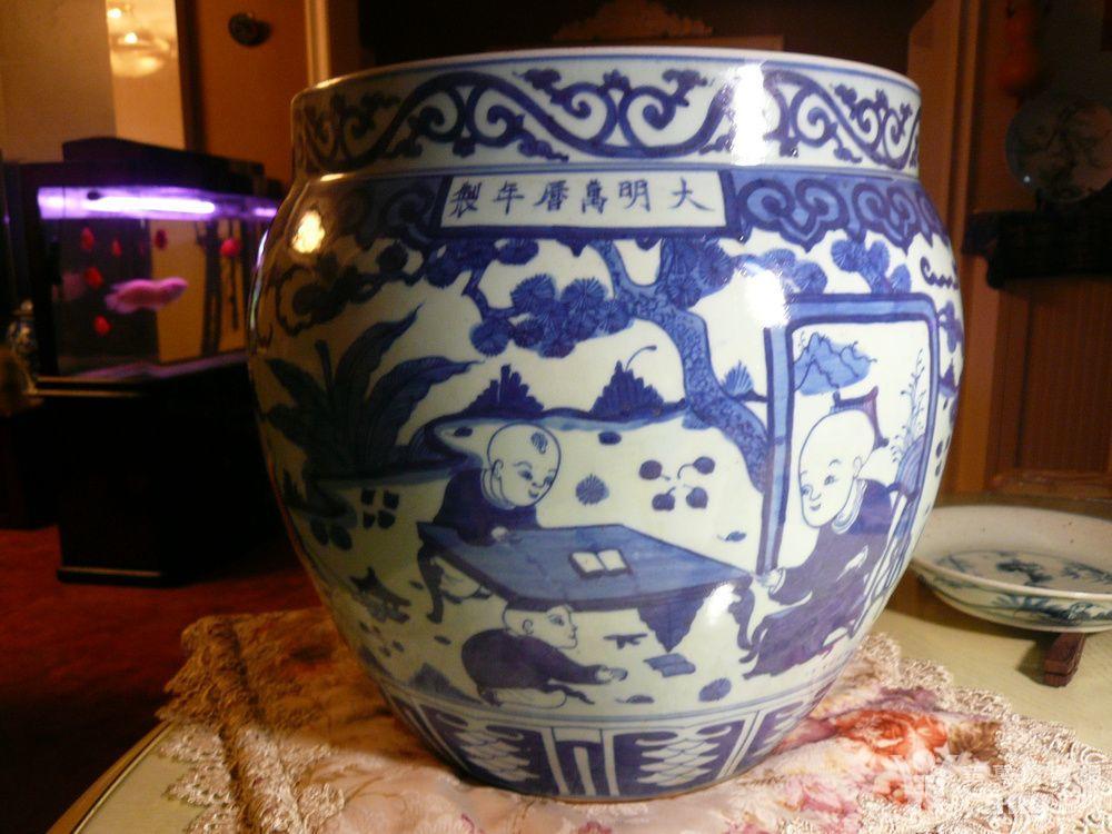 大明万历青花婴戏纹大缸_鉴定频道_华夏收藏网