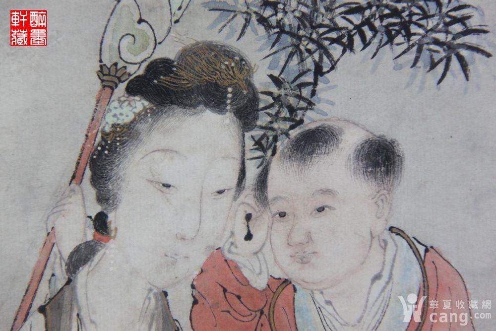 醉墨轩藏 清代设色纸本唐培华绘天仙送子立轴画