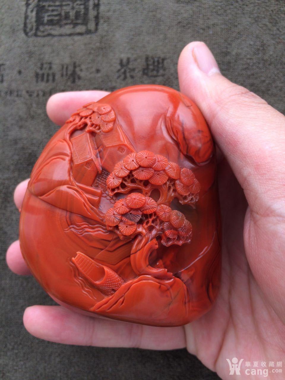 苏雕山水天然南红玛瑙摆件重43698克