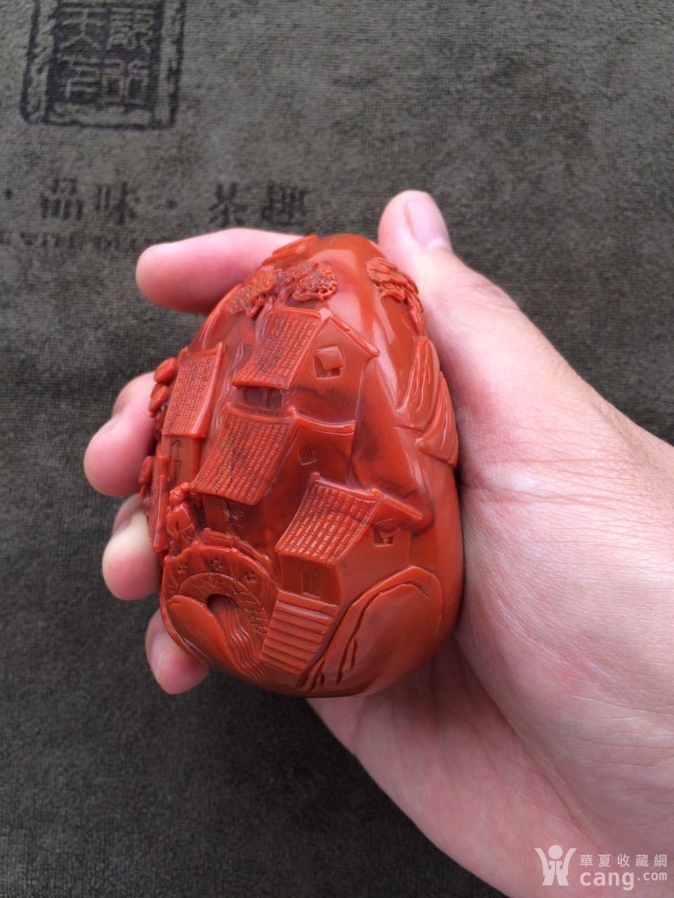 苏雕山水天然南红玛瑙摆件重43698克