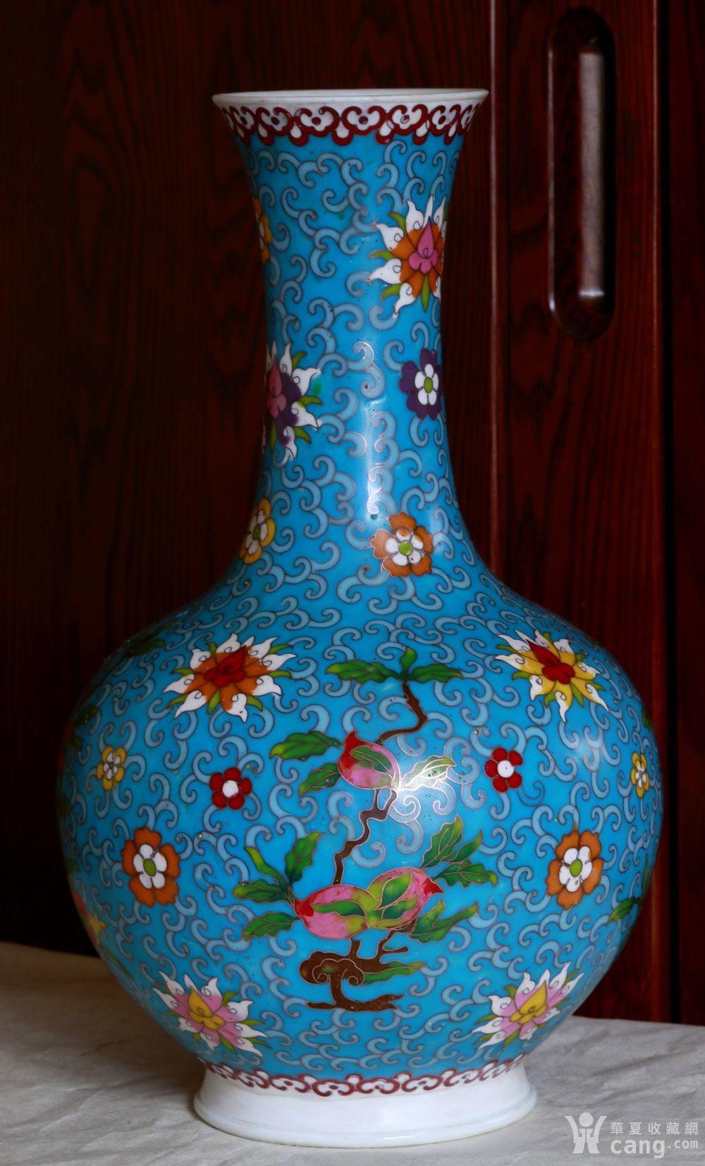 清乾隆官窑瓷胎掐丝珐琅宝相花纹瓷器天球瓶