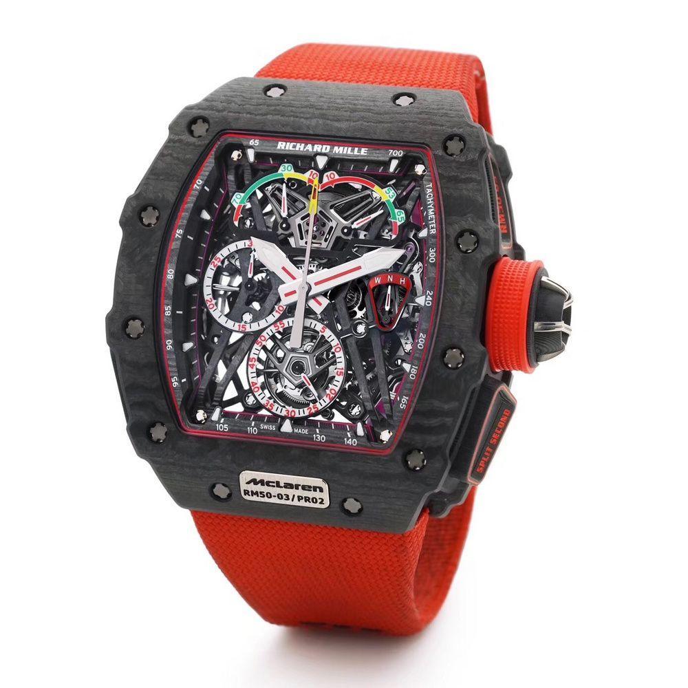 理查德米勒与迈凯伦合作推出 rm50 03 最轻双追针手表