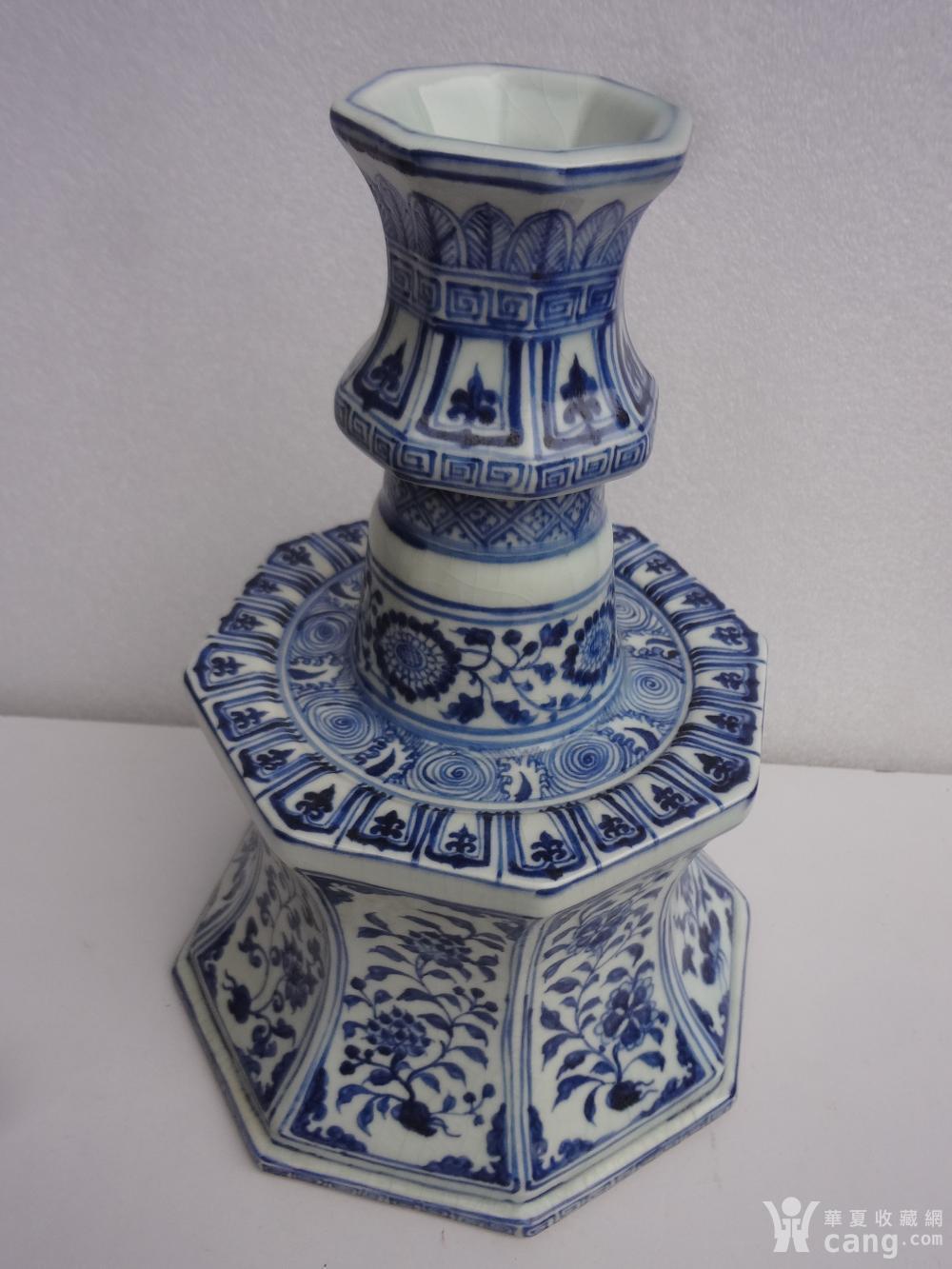 明代永乐青花缠枝纹烛台_鉴定频道_华夏收藏网
